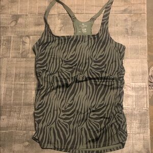 Ruby Ribbon Zebra Print Green Swim Top
